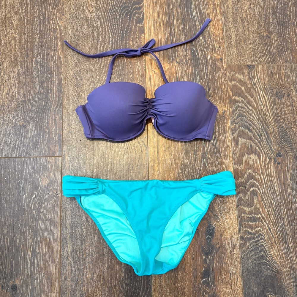 Victorias Secret Women's Purple and Teal Bikini Set